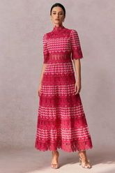 Sabrina Embroidered Lace Midi Dress